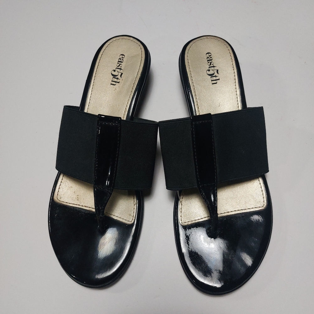 East 5th Women's Black Slipon Thong Sandals Size 7.5M